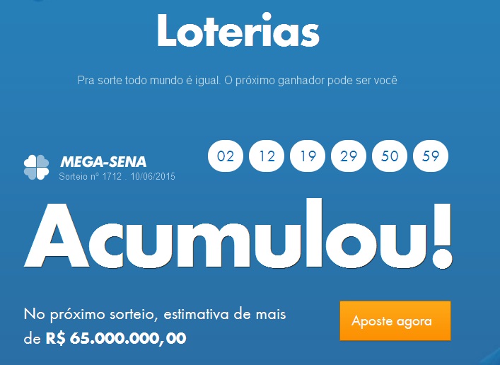 Megasena acumulada 2015 concurso 1713 faça seu bolão