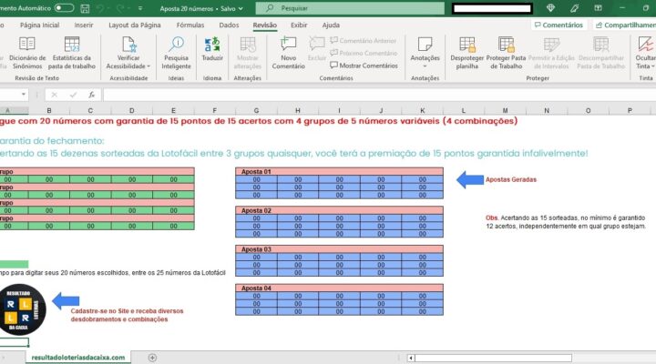 Aposta 20 números Lotofácil com garantia de 15 pontos